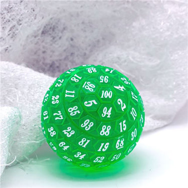 Green & Clear Raised Face Acrylic - D100 RPG Dice